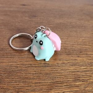 Cute Mint Or Teal & Pink Small Blob Forest Frog Keychain Charm 3-d Printed